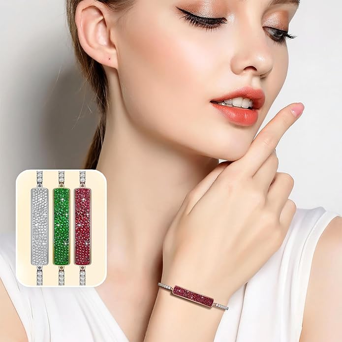 Smart Bracelet for Women 5ATM Waterproof Fitness Tracker with Heart Rate/Blood Oxygen/HRV/Sleep Monitor/Female Menstrual Cycle Activity Tracking Fashion Diamond Bracelet with 2 Bands