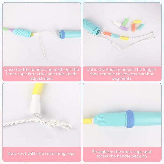 Coolrunner 9 FT Upgraded Kids Jump Rope, 2PC Soft Beaded Skipping Rope with Soft Anti-slip Handles, Adjustable Jumping Rope for Kids Adults, Plastic Segmented Long Enough