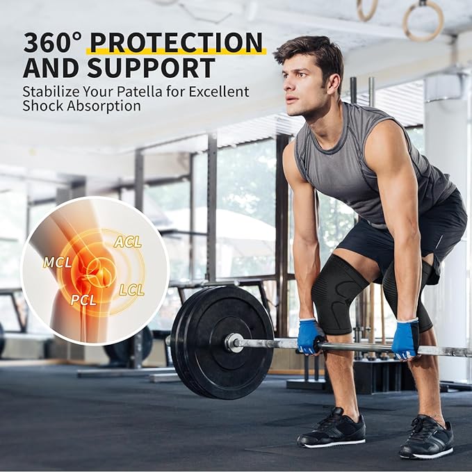 CAMBIVO 2 Pack Knee Brace, Knee Compression Sleeve Support for Men and Women, Knee Pads for Running, Hiking, Meniscus Tear, Arthritis,Joint Pain Relief (Slate Blue,Small)