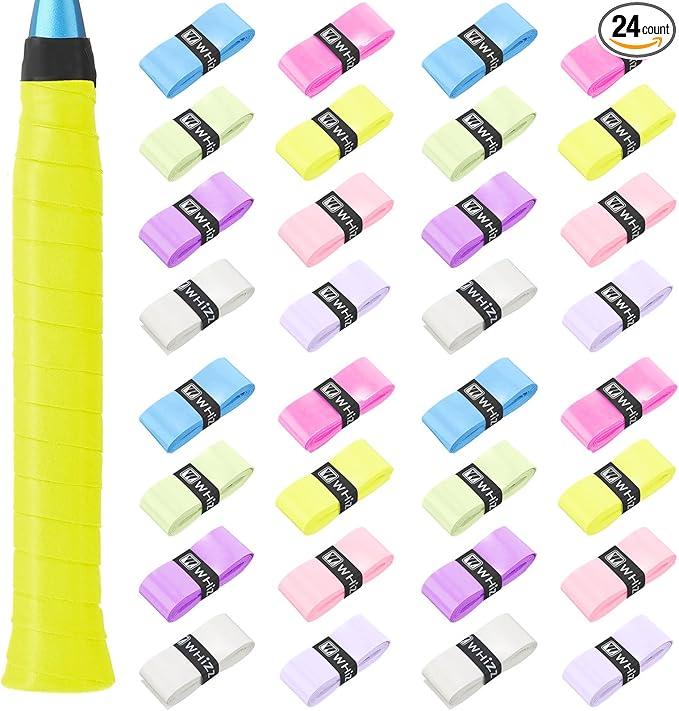 Jerify 24 Pieces Tennis Racket Grip Tape, Precut Badminton Racket Overgrips Tape with Velvety Comfort for Anti Slip and Absorbent Grip