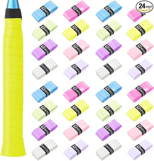 Jerify 24 Pieces Tennis Racket Grip Tape, Precut Badminton Racket Overgrips Tape with Velvety Comfort for Anti Slip and Absorbent Grip