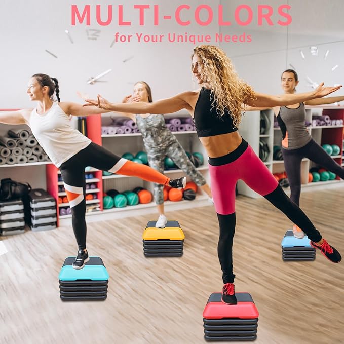 16" x 16" Adjustable Aerobic Step Platform with 4 Risers, Workout Stepper Platform for Home Gym Fitness Exercise