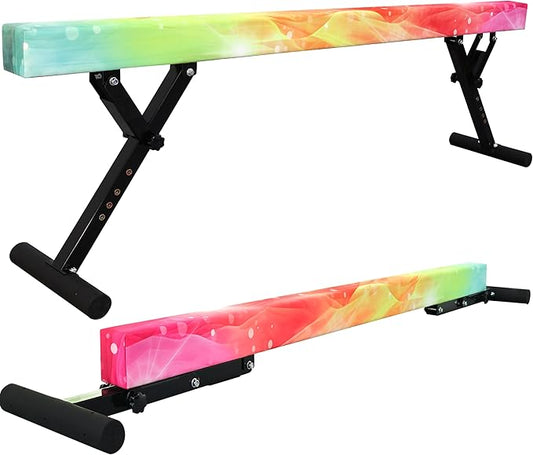 Adjustable Balance Beam Gymnastics Beam 8 FT Adjustable Height Beams for Kids, High and Low Floor Beams,Gymnastics Equipment for Kids Adults Training at Home and Gym Center