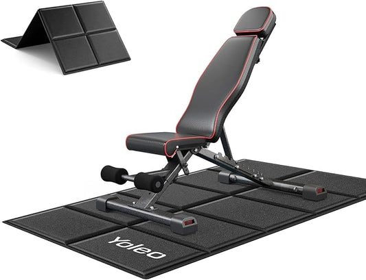 YOLEO 880LB Adjustable Weight Bench for Bench Press, MAX Foldable Weight Bench with Bench Press Stand/Extended Head for Home Gym/Full Body Workout 90 Degree Workout Bench User 6'56''(Max Version)