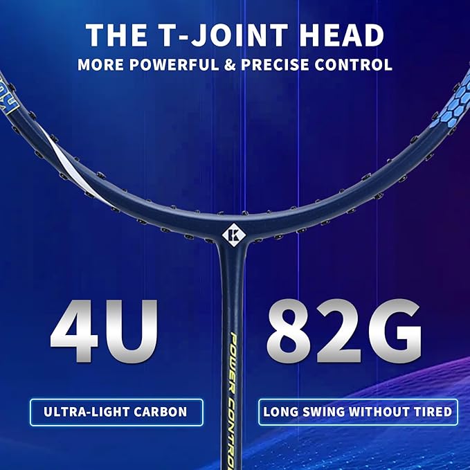 Badminton Racket Carbon Fiber, Badminton Racquet Set with Cover, Badminton Professional Racket Durable for Beginners Outdoor Games Gym