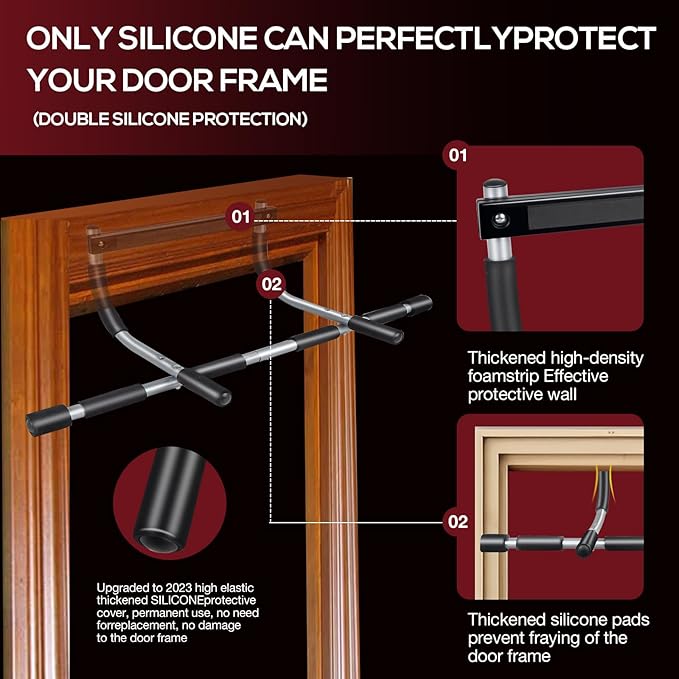 GYE Doorway Pull Up Bar for Home Gym, Adjustable Width, Heavy-Duty Steel，Max Limit 440 lbs Upper Body Fitness Workout Bar with Foam Grips，Indoor Portable Upper Body Workout Bar for Strength Training