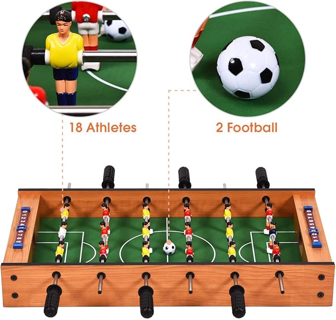 Giantex Multi Game Table - 2 in 1 Combo Mini Table Top w/ Soccer, Slide Hockey, Wood Foosball w/ Footballs - Perfect for Game Rooms, Arcades, Bars, Parties, Family Night