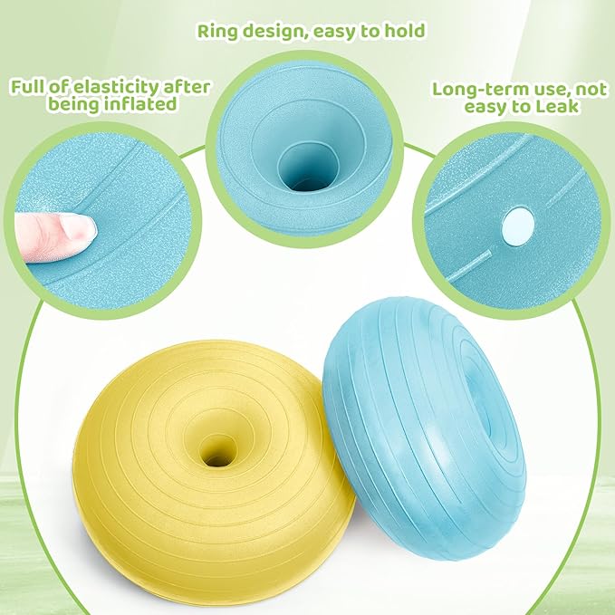 Lewtemi 6 Pcs Flexible Seating for Classroom Elementary 20 Inch Yoga Ball Chairs Large Inflatable Donut Exercise Ball Chair Stability Balance Trainer with Inflator for Kids Student(Macaron Color)