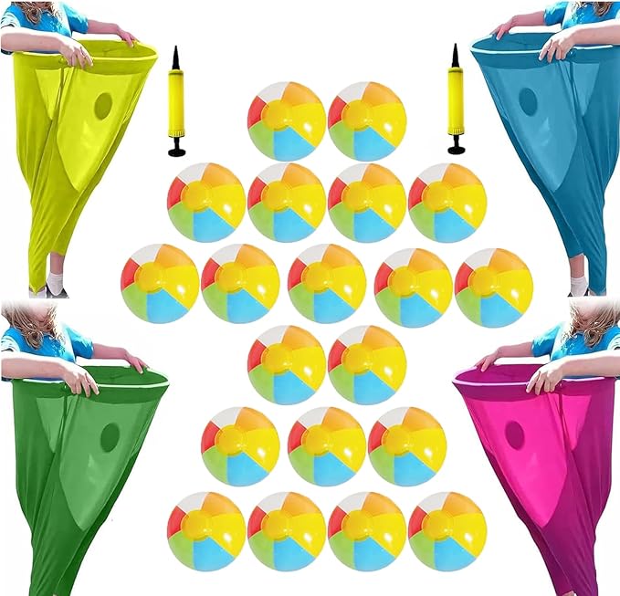 Granny Pants Giant Yard Game with Bouncy Balls - Ultimate Outdoor Tossing Party Game for Adults and Kids (RGBY)