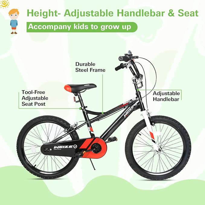 WEIZE Kids Bike, 14 16 20Inch Children Bicycle for Boys Girls Ages 3-12 Years Old, Rider Height 35-62 Inch, Coaster Brake, Multiple Color Options