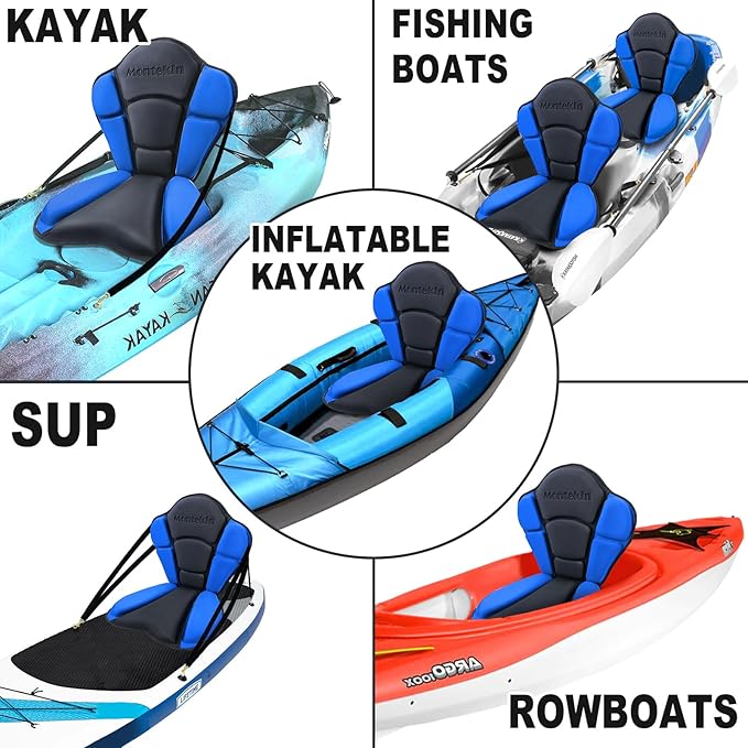 Thickened Kayak Seat with Back Support, Sit On Top Cushioned Canoe Backrest Molded Foam Seat for SUP Paddle Board Fishing Boat Long Trip