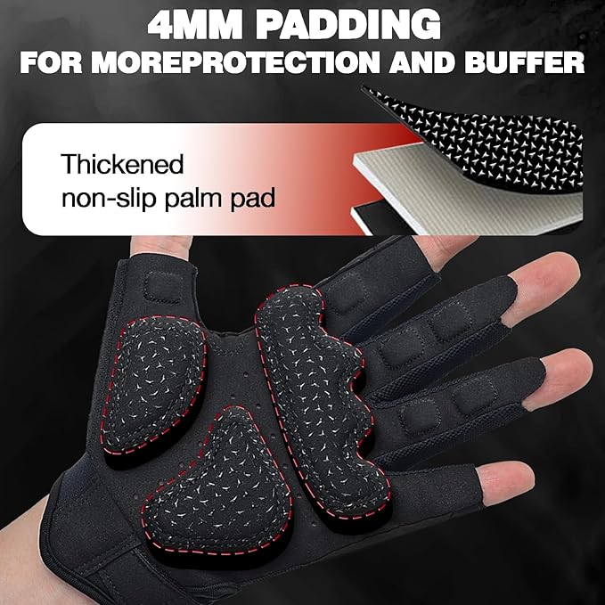 Seektop Breathable Workout Gloves for Women & Men, Thick Padded Weight Lifting Gloves, Full Palm Protection, Excellent Grip for Gym Fitness and Training, Exercise, Cycling