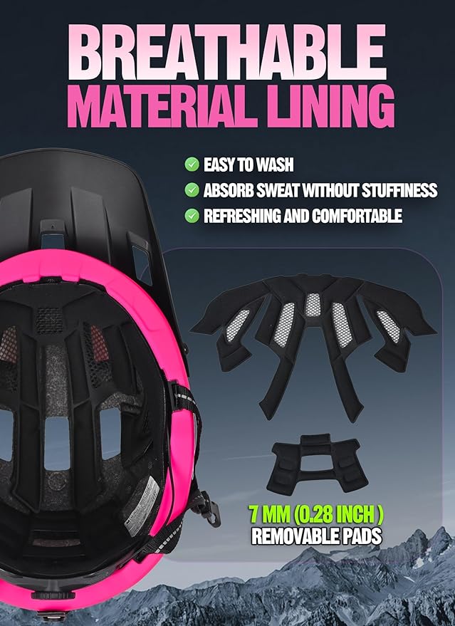 Mountain Bike Helmet for Adults & Youth Lightweight Impact-Resistant with Adjustable Dial & Removable Visor Unisex Helmet for Mountain Biking Bicycle Clcying