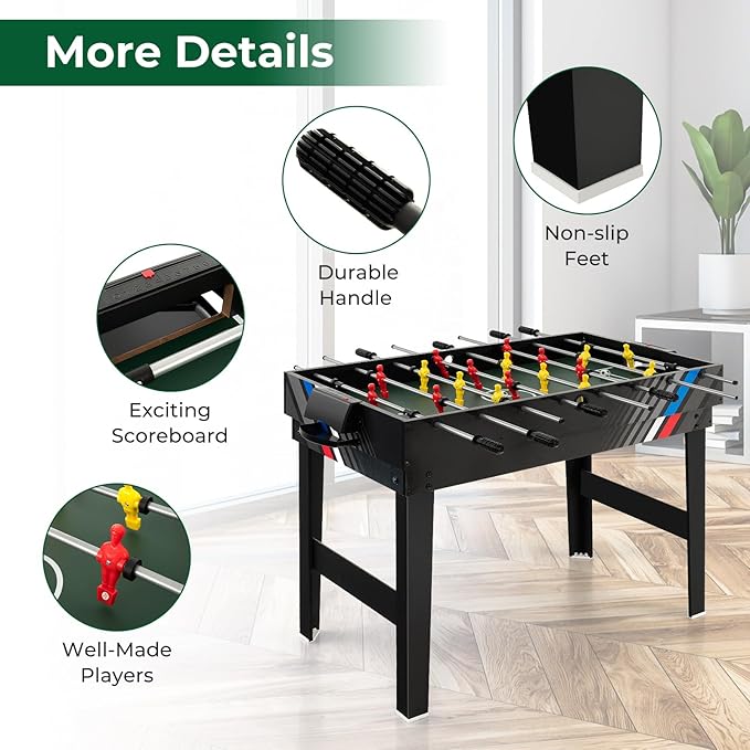 Goplus 4-in-1 Combination Game Table, 49'' Multi Game with Soccer, Air Hockey, Billiards, Pingpong Tabletop, Foosball, Pool Table for Home, Family Night, Adult Kids Gifts