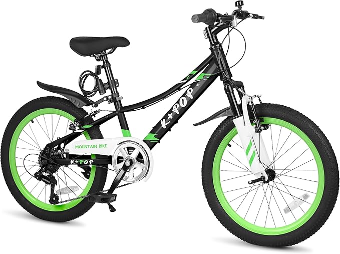 20 24 Inch Kids Bike, 7-Speed Girls Boy Mountain Bike, Front Suspension Fork Kids' Bicycles Girls Boys Bikes Ages 8-12, Front and Rear V Brakes