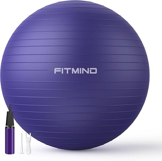 FITMIND_ Extra Thick Exercise Ball Yoga Ball 22in/26in/30in for Workout Pregnancy Stability,Anti-Burst and Slip Resistant Swiss Ball with Pump for Yoga, Pilates, Fitness,Birthing,Physical Therapy