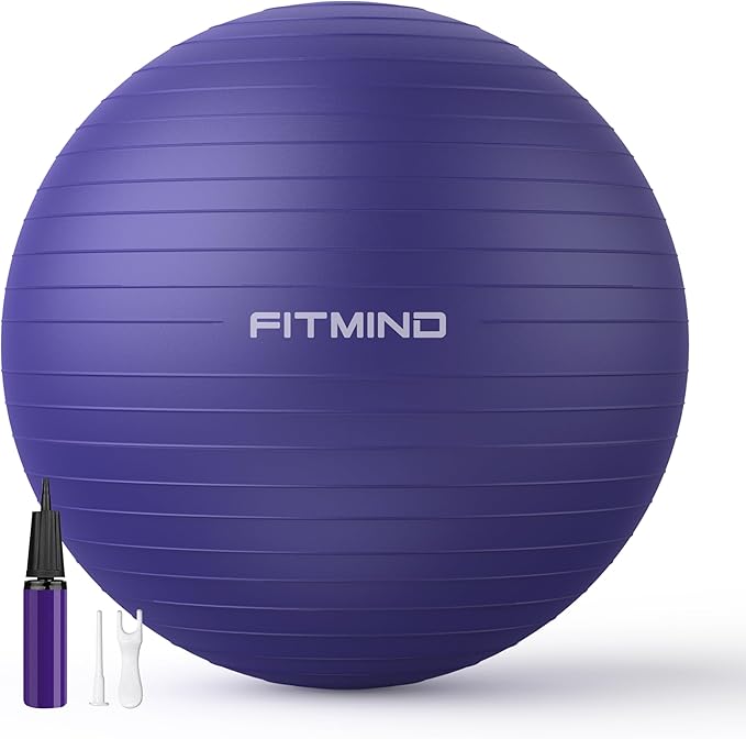 FITMIND_ Extra Thick Exercise Ball Yoga Ball 22in/26in/30in for Workout Pregnancy Stability,Anti-Burst and Slip Resistant Swiss Ball with Pump for Yoga, Pilates, Fitness,Birthing,Physical Therapy