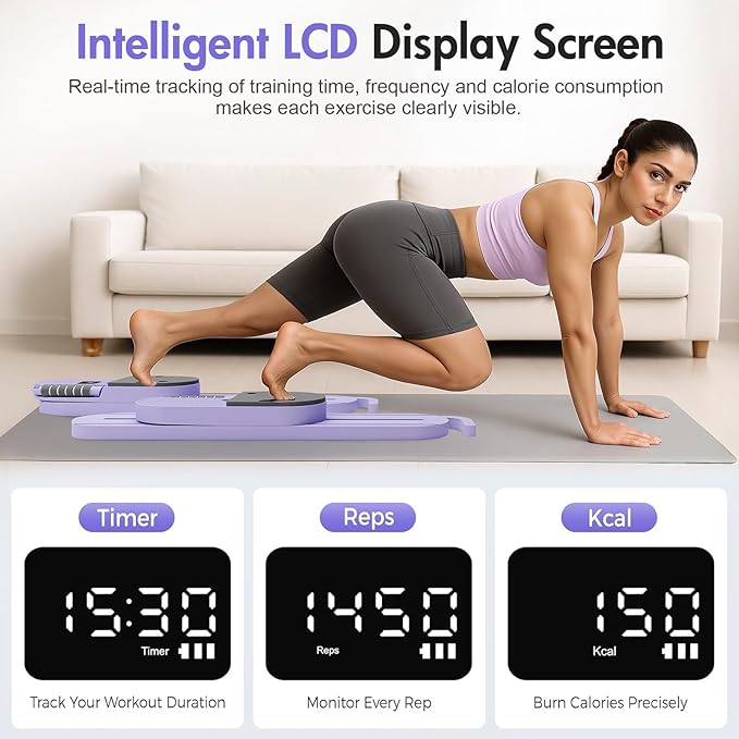 6-in-1 Portable Pilates Board, Split Reformer with Resistance Bands, Detachable Hanging Design with LED Display for Home Pilates, for Women & Men to Shape, Exercise & Strengthen Core