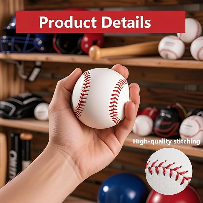 2 Pack Blank Baseballs Solid Cork Core, 9 Inch Baseball Balls Unmarked Autographs Baseball for League Play, Pitching, Hitting, Batting, Fielding, Autograph, Gifts