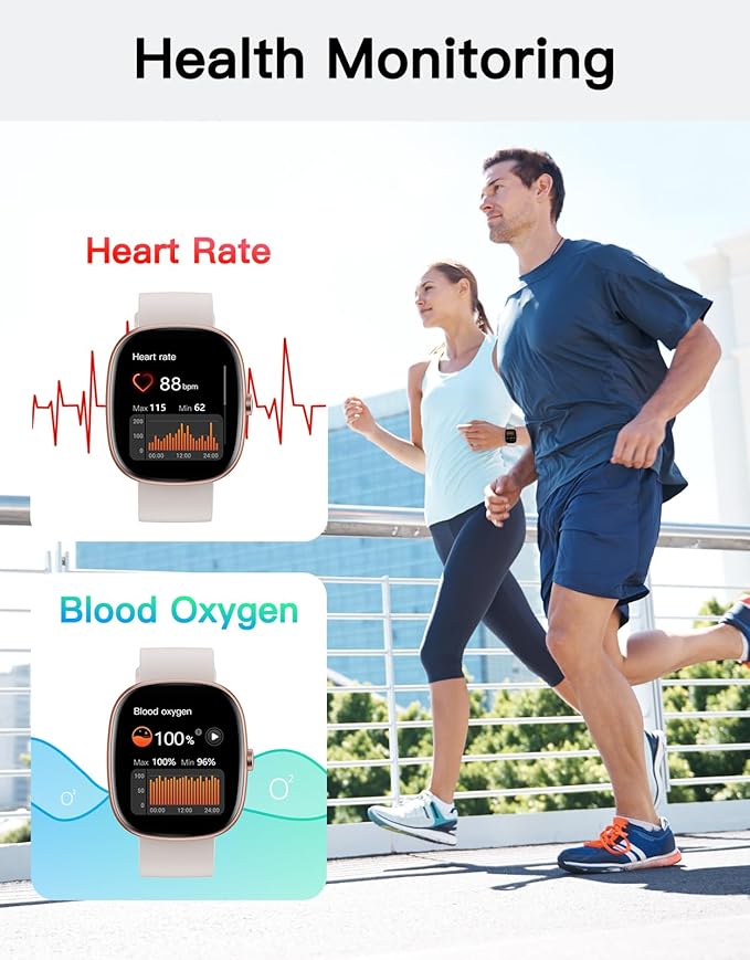 Fitness Tracker 2025 Ver. (Answer/Make Calls), 1.85" Smart Watch Fitness Watches for Women Men with 24/7 Heart Rate Blood Oxygen Monitor Sleep Tracker 100+ Sport Modes IP68 Waterproof (Starlight)