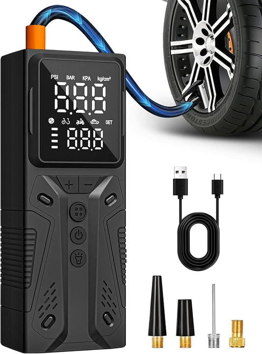 AIRSURE Tire Inflator Portable Air Compressor, High-Speed 150PSI Cordless Air Pump for Car Tires with Powerful Battery, Auto Shut-Off - Portable Tire Pump for Car, Bike, Motorcycle and Balls