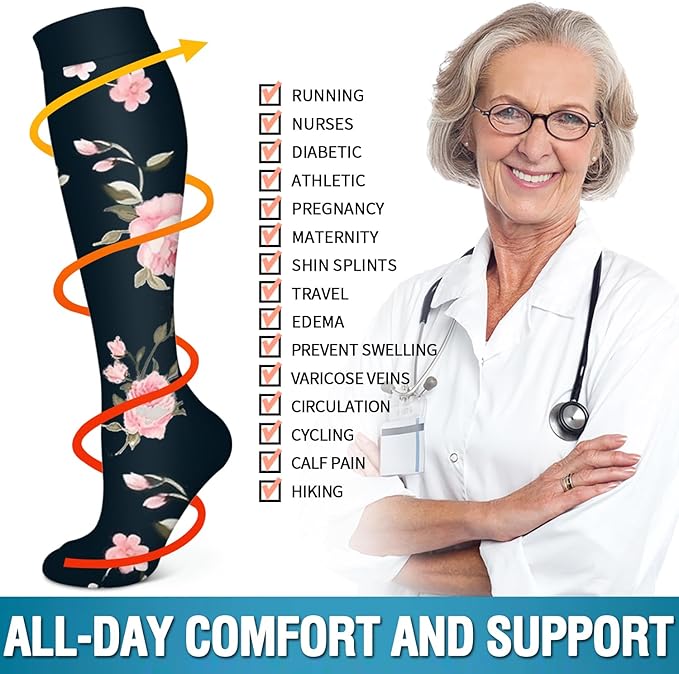 6 Pack Copper Compression Socks for Women and Men Circulation-Best Support for Medical, Running,Nursing,Athletic