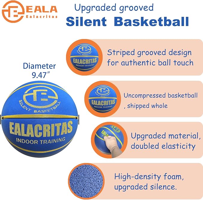 Non-Compress Size 7 (29.5”) Grooved Airless Silent Basketball & Indoor Hoop & Shooting Form Trainer Gift Set - for Quiet Dribbling and Indoor Shooting Training Kit