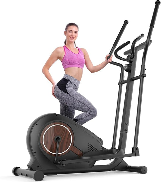 ANCHEER Elliptical Exercise Machine, Ultra-Silent Magnetic Elliptical Training Machines for Home Gym with Pulse Rate Grips, LCD Monitor, 14 Resistance Levels Max 400Lbs