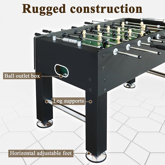 Seydrey 55-Inch Competition Foosball Table, Black, with Chrome-Plated Steel Rods