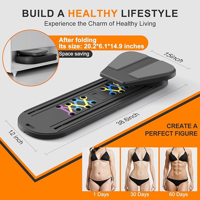 Pilates Board,Pilates Reformer Sets, Multifunctional Abdominal Pilates Board for Home Workout Equipment, Portable Foldable Ab Board Trainer Pilates Exercise Machine,Pilates Board for Women