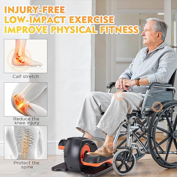 Under Desk Elliptical Machine, Electric Ellipse Leg Exerciser As Seen On TV with 12 Speed for Seniors,Portable Foot Leg Exerciser, Mini Seated Pedal Exerciser for Home Office