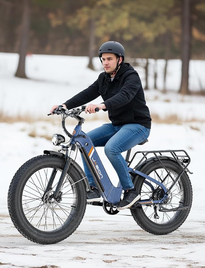 Jasion Thunder Electric Bike, 1500W Peak Motor, 30+MPH Max Speed & 80 Miles with 486Wh Removable Battery, APP Control Ebike for Adults, Hydraulic Brakes, Front Suspension, 26'' x 4'' Fat Tire Bicycles