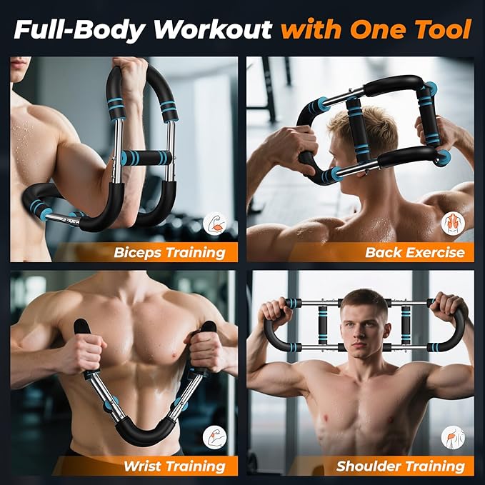 Twister Arm Trainer - Adjustable Resistance 60-100lb for Chest & Arm Workout, Portable Upper Body Strength Training Bar for Home & Gym, Detachable Power Twister Exercise Equipment