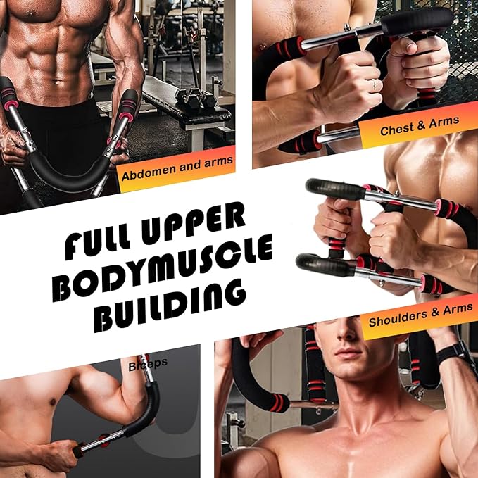 Adjustable Power Twister Bar 40-100lb, Home Gym Chest and Arm Workout Trainer with Ergonomic Foam Grip, Portable Muscle Strength Enhancer