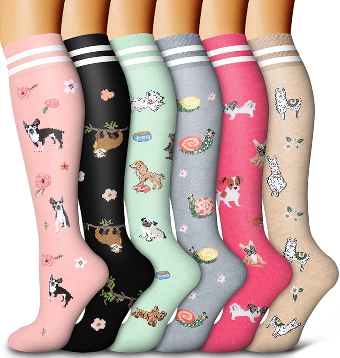 6 Pack Copper Compression Socks for Women and Men Circulation-Best Support for Medical, Running,Nursing,Athletic