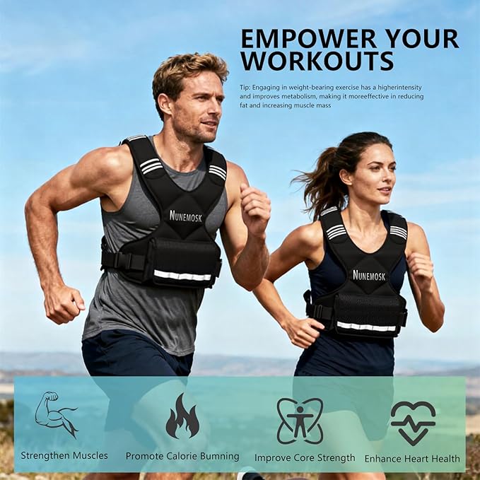 Weighted Vest, Adjustable Weights for Women& Men, 4-10LB/12-18LB Rucking Vest with 6 Weights & Large Pocket, Reflective Strip for Running, Workouts & Strength Training