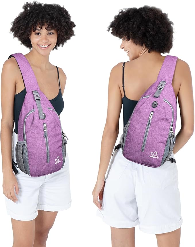 WATERFLY Crossbody Sling Backpack Sling Bag Travel Hiking Chest Bag Daypack