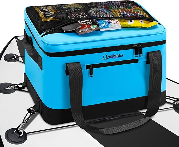 Paddle Board Cooler Waterproof, Super Capacity SUP Paddleboard Deck Cooler with Shoulder Strap & 6 Elastic Rope Clips, Paddle Board Accessories Bag for Stand Up Paddleboard and Kayak