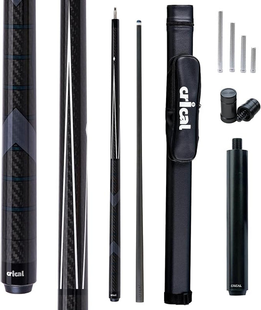 CRICAL Carbon Fiber Pool Cue Stick 58" Billiard Cue Sticks Professional Low Deflection Pool Sticks with 3/8 * 8 Pin Joint and 12.5mm Tip