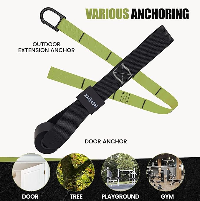 Home Suspension Training Kit with Suspension Trainer, Straps & Bands – Adjustable Full-Body Workout System for Home Gym, Yoga, Pilates, Travel | Compact Design