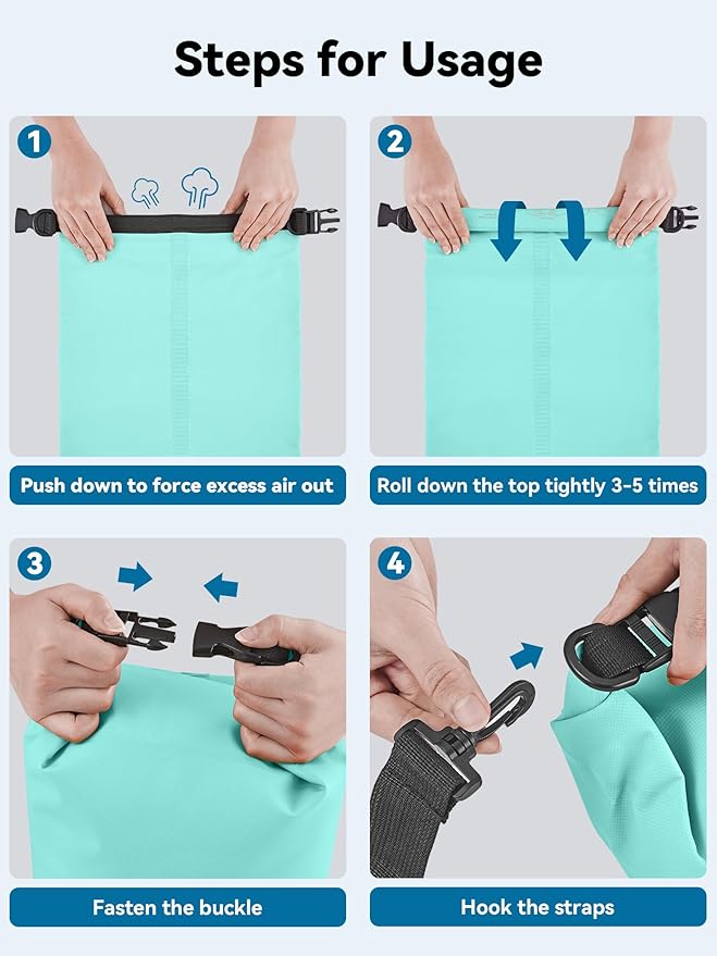 HEETA Waterproof Dry Bag for Women Men(Upgraded Version) 5L/10L/20L/30L/40L Roll Top Lightweight Dry Storage Bag Backpack with Emergency Whistle for Travel, Swimming, Boating, Kayaking, Camping, Beach