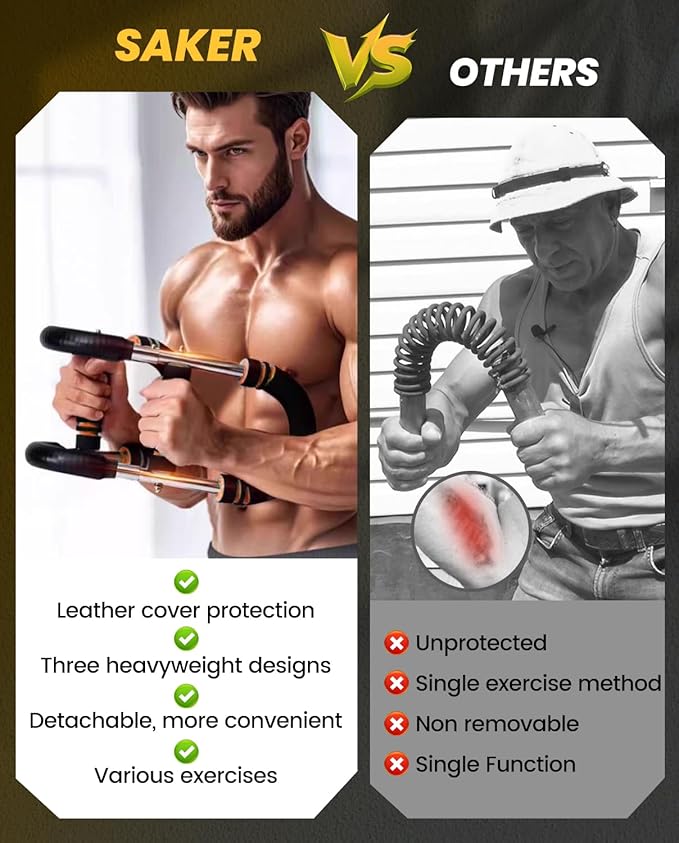 Saker Twister Arm Trainer, PowerTwist Arm Trainer, Adjustable Forearm Strengthener, Arm Exercise Equipment, Chest Workout Equipment, Portable Spring Resistance for Home Gym Equipment