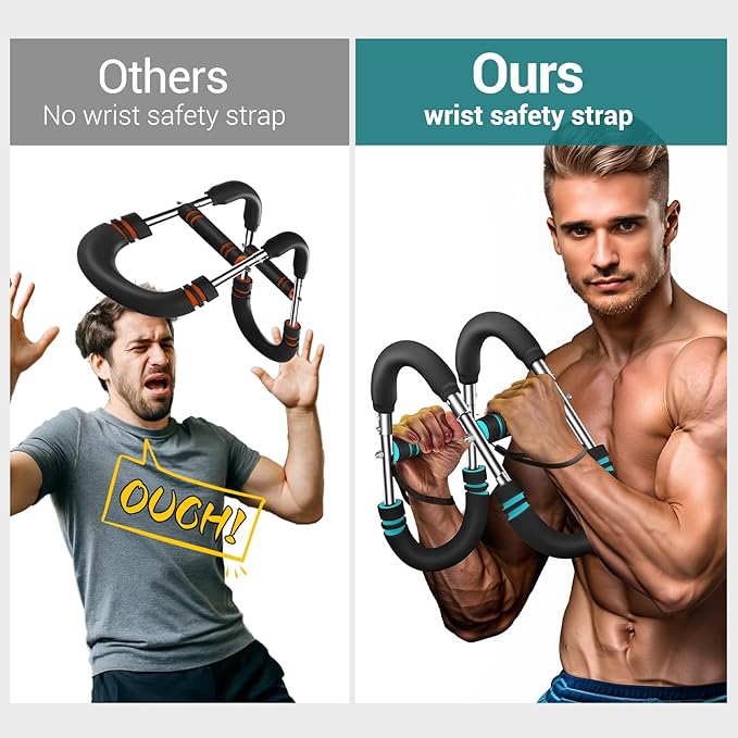 Weekly Chest Arm Training Plan Included – 2025 Upgraded 9 Resistance Levels (20-140LBS) Adjustable Twister Trainer with 4 Springs & Workout Poster, Arm Workout for Men