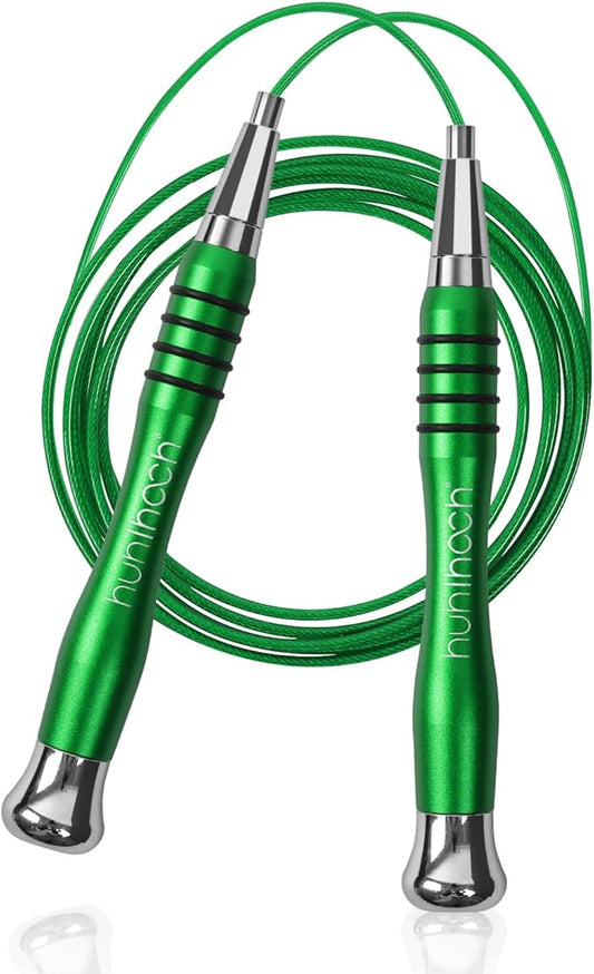 High Speed Jump Rope - Self-Locking No-Screw Design, Weighted Jump Rope, 360° Fast Rotation, Silicone Textured Design, Non-Slip, Includes 2 Speed Ropes Cables for Optimal Fitness Training & More - CrossFit Jump Rope.
