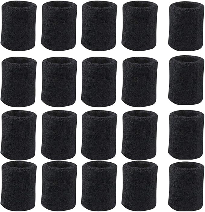 10 Pairs Sports Wristbands, Wrist Sweatbands for Men & Women, Stretchy & Sweat Absorbing Cotton Terry,Perfect for Basketball, Football, Tennis, Soccer, Running & Working Out