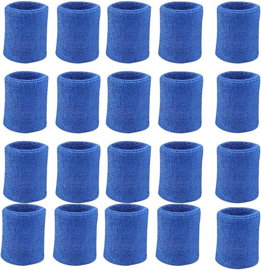 10 Pairs Sports Wristbands, Wrist Sweatbands for Men & Women, Stretchy & Sweat Absorbing Cotton Terry,Perfect for Basketball, Football, Tennis, Soccer, Running & Working Out