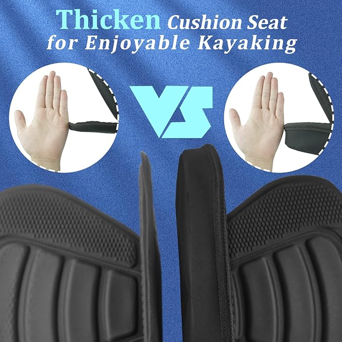 HLOGREE Kayak Seats - 1/2 Pck, Thicken Padded Seat Cushion with Back Support, Canoe & Ocean Sup Compatible