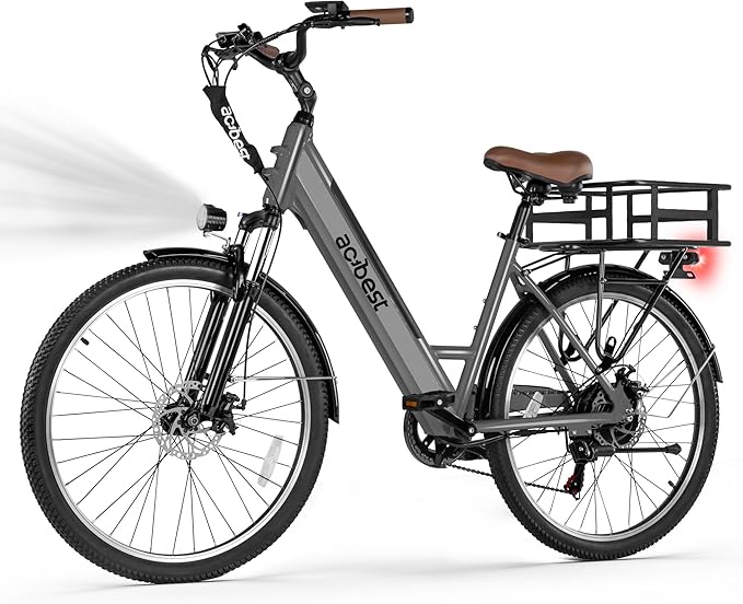 Cores Electric Bike for Adults, 26" Electric Commuter Bike with 1200W Peak Motor, 28MPH 70 Miles Max, 48V 576Wh Removable Battery, 7-Speed City Cruiser Mountain E Bike for Commuting
