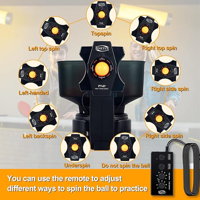 ZXMT Table Tennis Robots for Training, Table Tennis Machine, Advanced Pingpong Machine Automatic Tennis Balls Launcher with Customize Spin, Frequency, Ball Speed, Rotation Intensity, Landing, Height