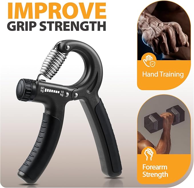 NIYIKOW 2 Pack Grip Strength Trainer, Hand Grip Strengthener, Adjustable Resistance 22-132Lbs (10-60kg), Forearm Strengthener, Perfect for Musicians Athletes
